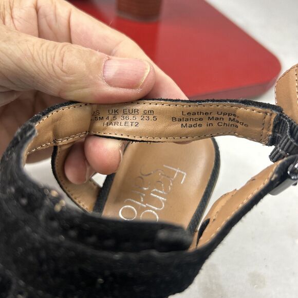 Franco Sarto Women's 6.5 Open Toe Slingback Ankle Strap Block Heel Sandal Suede - Picture 6 of 8